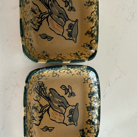 Vintage Set Honiton England Ceramic Dishes hand-painted  Image of Owl 4 x 4 in - Picture 4 of 5